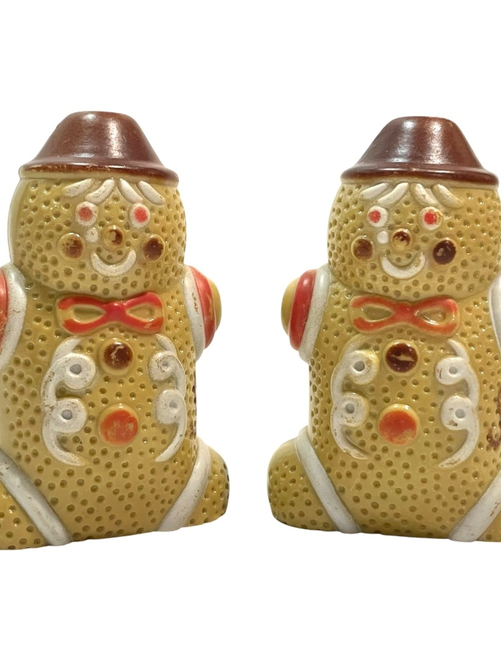 Vintage 1970s Gingerbread Man and Woman Hard Plastic Salt & Pepper Shakers Hong